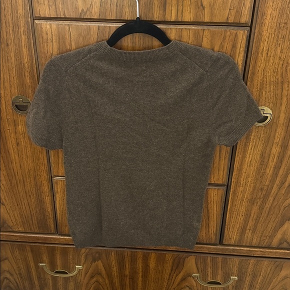 Quince Chocolate Brown Mongolian Cashmere Tee S - Picture 2 of 4
